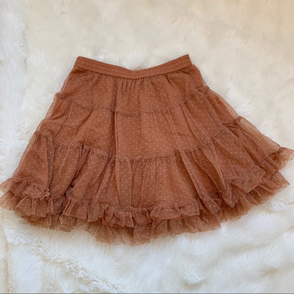 Forever 21 skirt tulle ruffle dusty pink